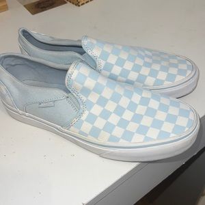 Blue Checkered Slip On Vans